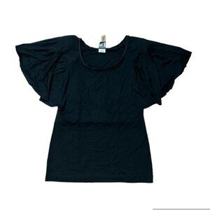 NEW Bodybag by Jude Black Butterfly Sleeves Padded Shoulder Top US M
